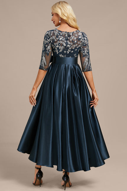Robe Trapèze Satinée Florale - gallery 5