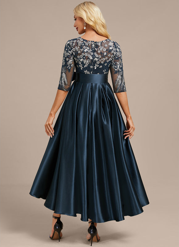 Robe Trapèze Satinée Florale - gallery 5