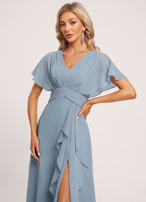 Robe Trapèze Mousseline Fendue - gallery 2