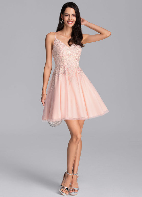 Robe Trapèze Rose Poudré Élégant - gallery 1