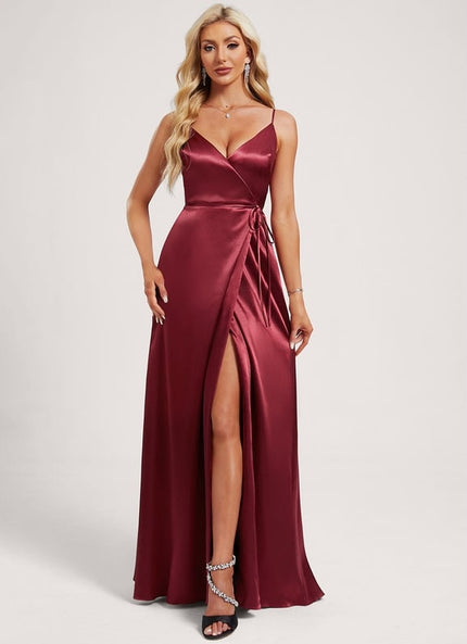 Robe Trapèze Satin Doré Élégante