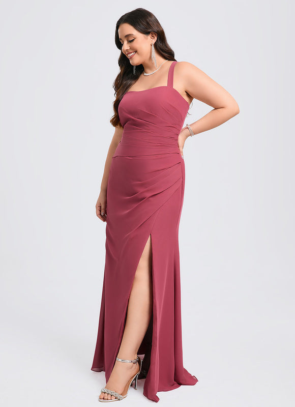 Robe Trapèze Bleue Soirée Longue Slit - gallery 6