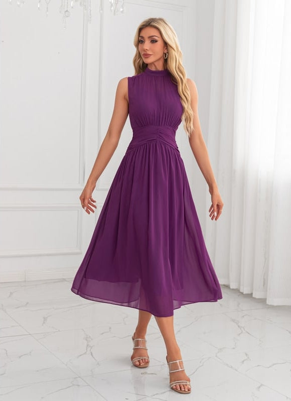 Robe Trapèze Violet Élégant - gallery 3
