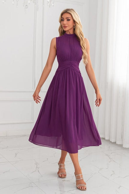 Robe Trapèze Violet Élégant - gallery 3