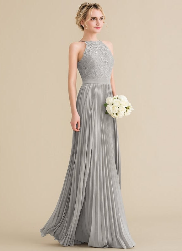 Robe Trapèze Élégance Grise Plissée - gallery 2
