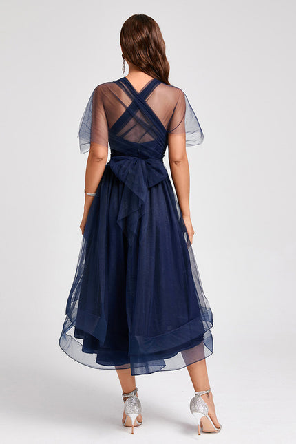 Robe Trapèze Élégance Marine Tulle - gallery 4