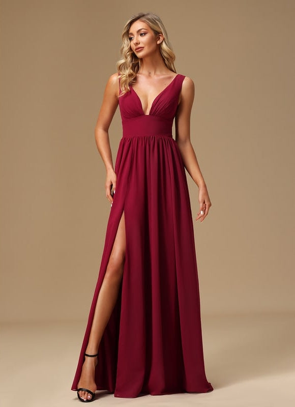 Robe Trapèze Longue Beige Élégante