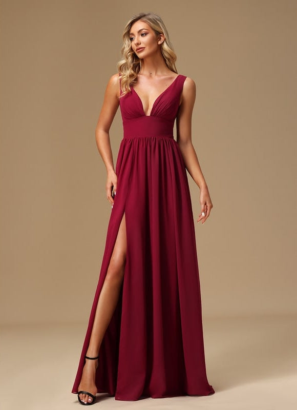 Robe Trapèze Longue Beige Élégante