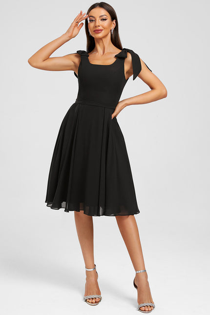 Robe Trapèze Chiffon Noire