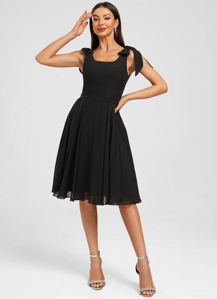 Robe Trapèze Chiffon Noire