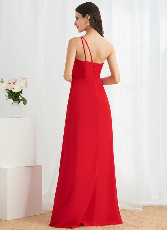 Robe Trapèze Asymétrique Beige - gallery 4