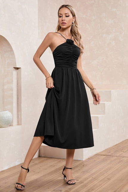 Robe Trapèze Élégance Sombre Midi - gallery 2