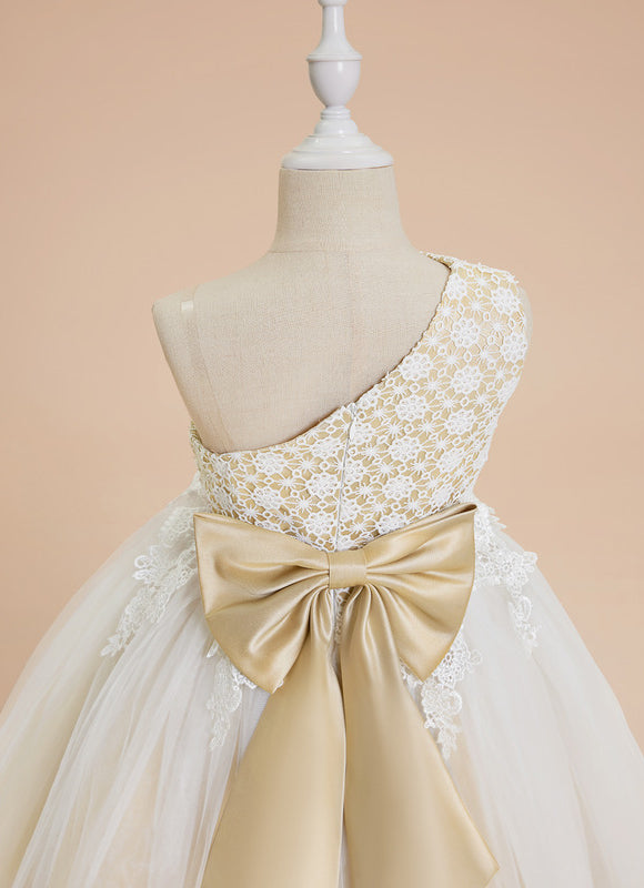 Robe Trapèze Nœud Écru Tulle - gallery 2