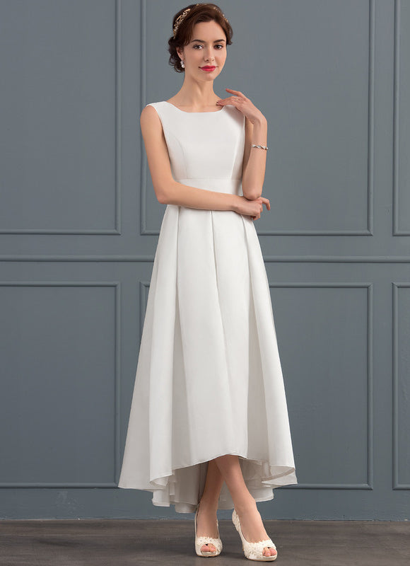 Robe Trapèze Blanche Satin Mariée - gallery 3