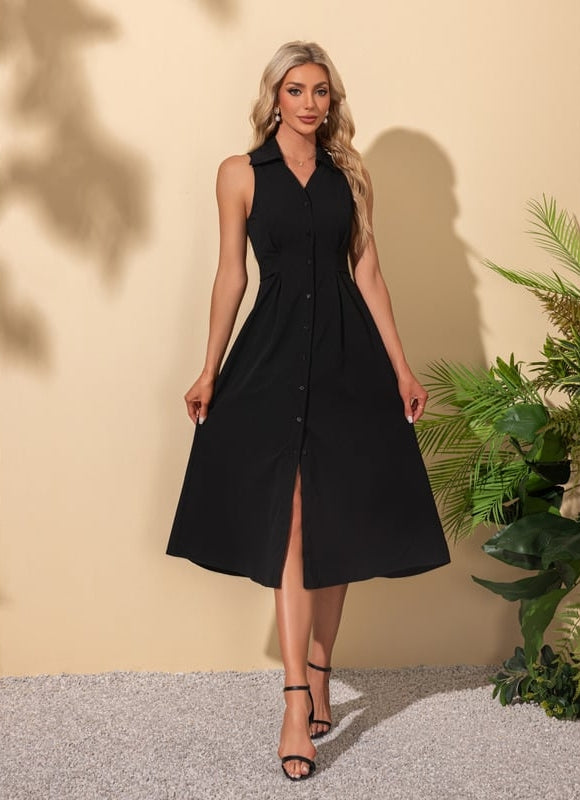 Robe Trapèze Élégante Noire - gallery 1