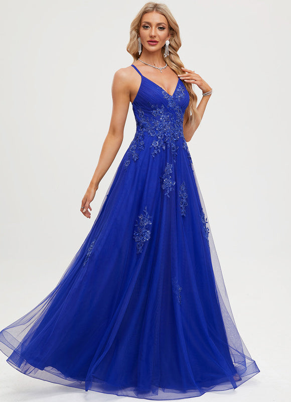 Robe Trapèze Bleu Lumineux Tulle