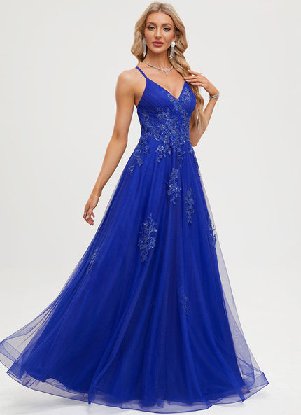 Robe Trapèze Bleu Lumineux Tulle