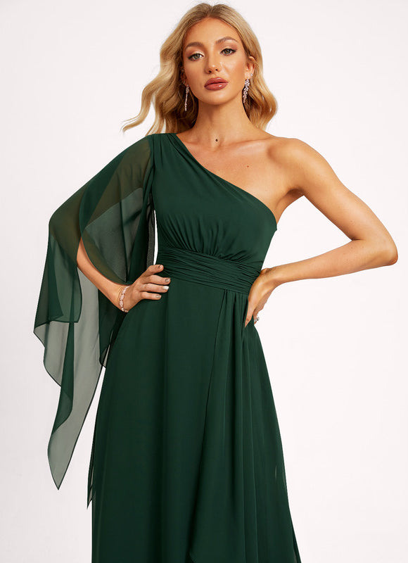 Robe Trapèze Asymétrique Beige - gallery 4