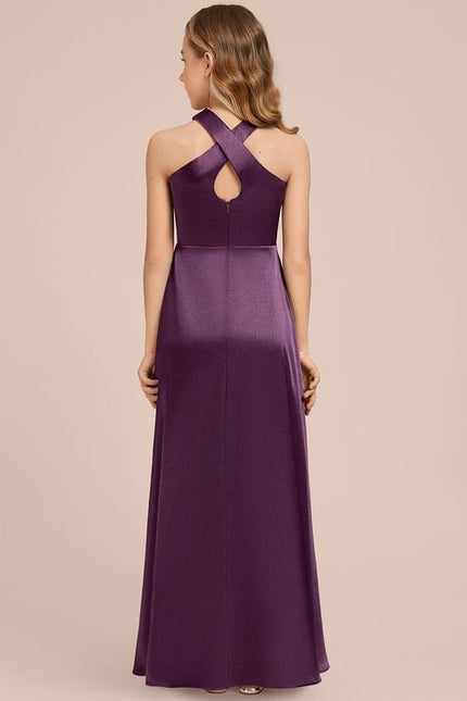 Robe Trapèze Violet Satiné Chic - gallery 4