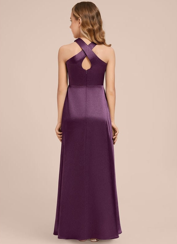 Robe Trapèze Violet Satiné Chic - gallery 4