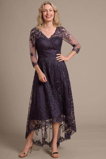 Robe Trapèze Dentelle Violetée