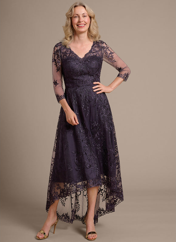 Robe Trapèze Dentelle Violetée