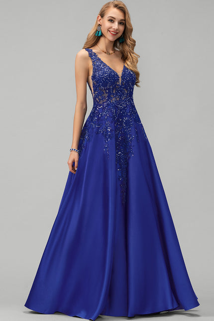 Robe Trapèze Satin Bleu Mystique