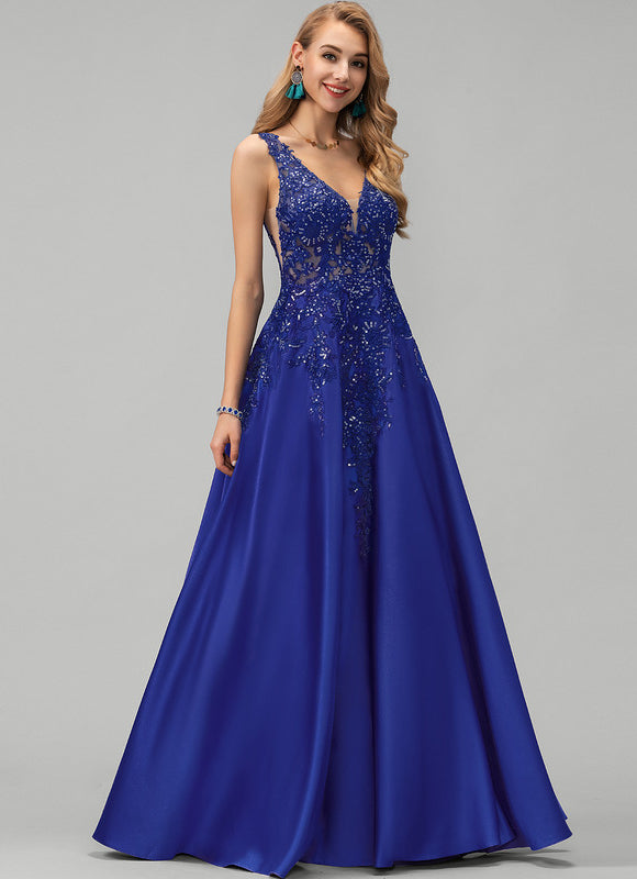 Robe Trapèze Satin Bleu Mystique