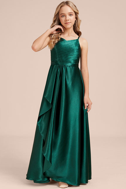 Robe Trapèze Satinée Longue Émeraude - gallery 3