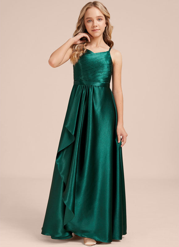 Robe Trapèze Satinée Longue Émeraude - gallery 3