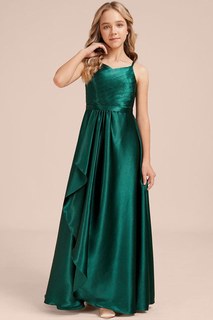 Robe Trapèze Satinée Longue Émeraude - gallery 3