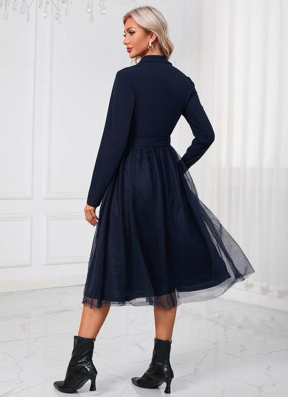 Robe Trapèze Élégante Structurelle - gallery 6