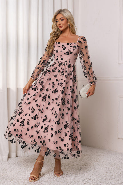 Robe Trapèze Florale Rosée - gallery 5
