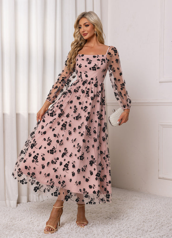 Robe Trapèze Florale Rosée - gallery 5