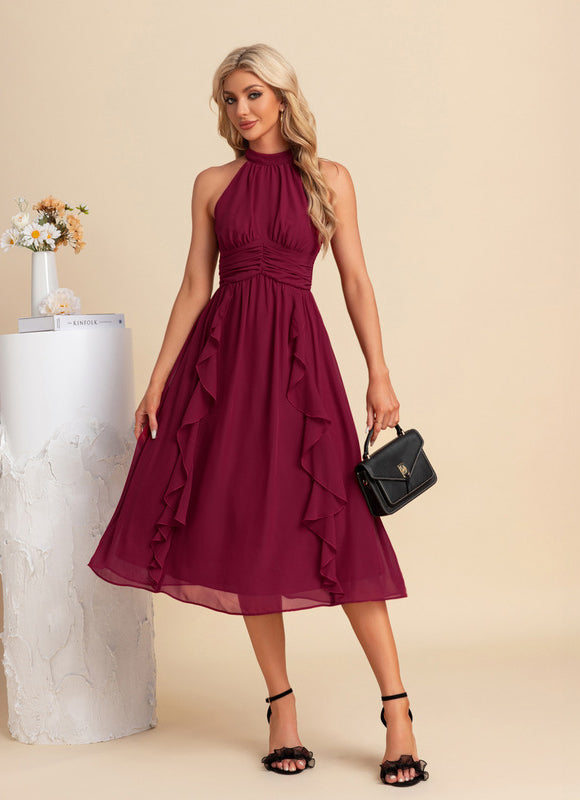 Robe Trapèze Cerise Volants - gallery 5