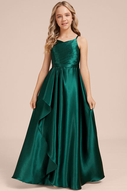 Robe Trapèze Satinée Longue Émeraude