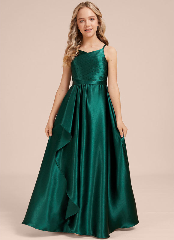Robe Trapèze Satinée Longue Émeraude
