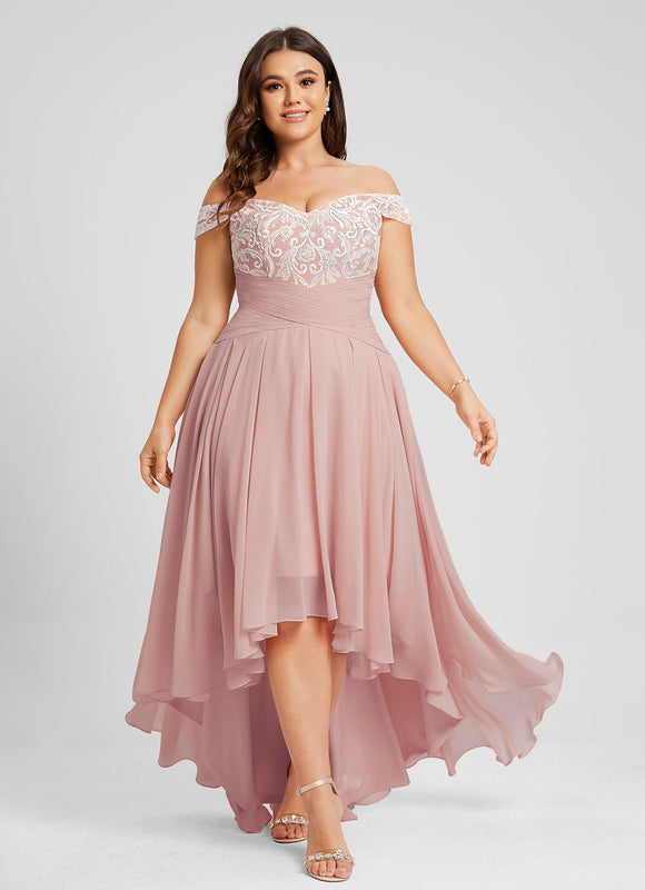 Robe Trapèze Dentelle Asymétrique - gallery 9