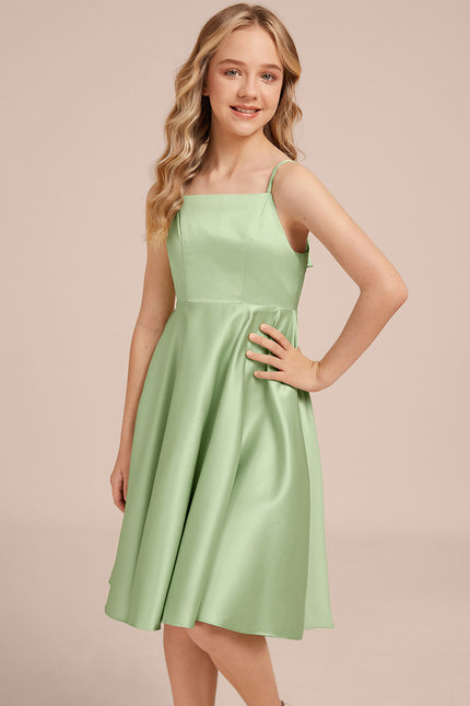 Robe Trapèze Satin Menthe Élégante - gallery 2