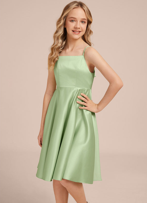 Robe Trapèze Satin Menthe Élégante - gallery 2