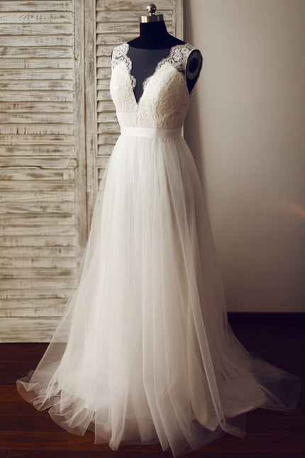 Robe Trapèze Véritable Tulle Traîne - gallery 1