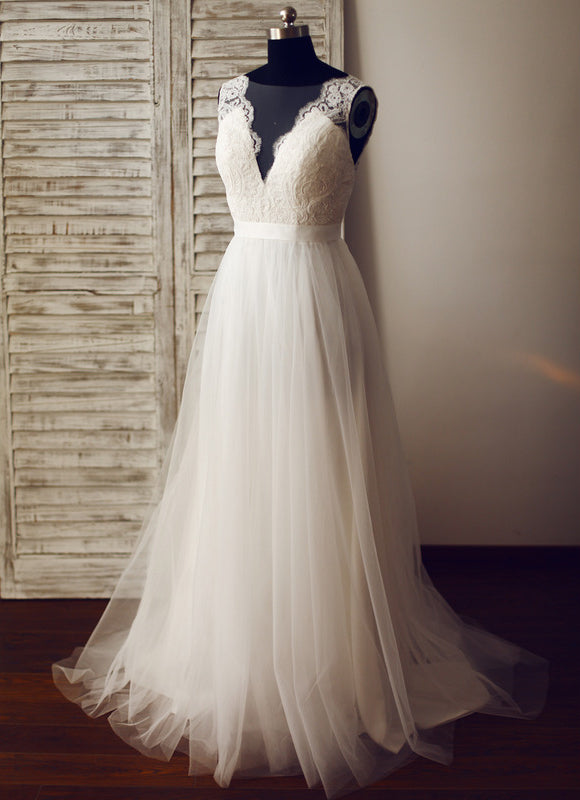 Robe Trapèze Véritable Tulle Traîne - gallery 1