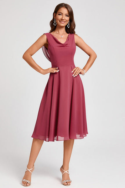 Robe Trapèze Satin Rosé - gallery 5