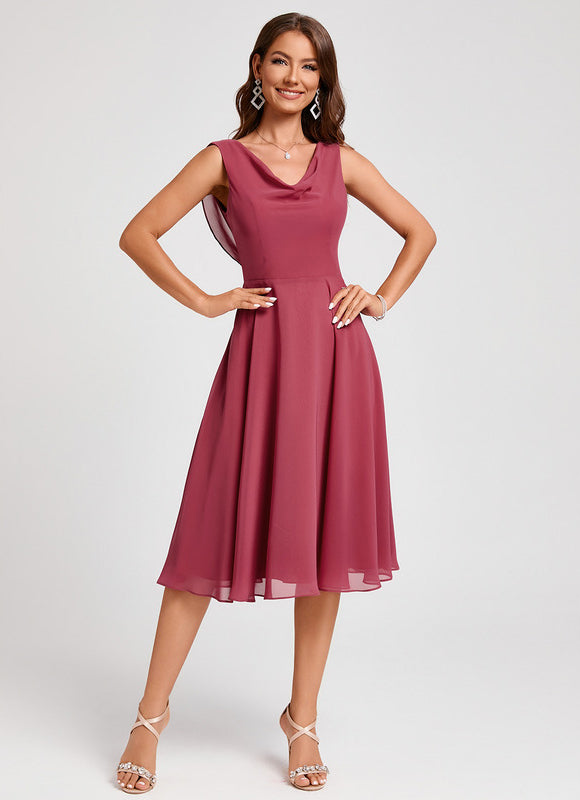 Robe Trapèze Satin Rosé - gallery 5