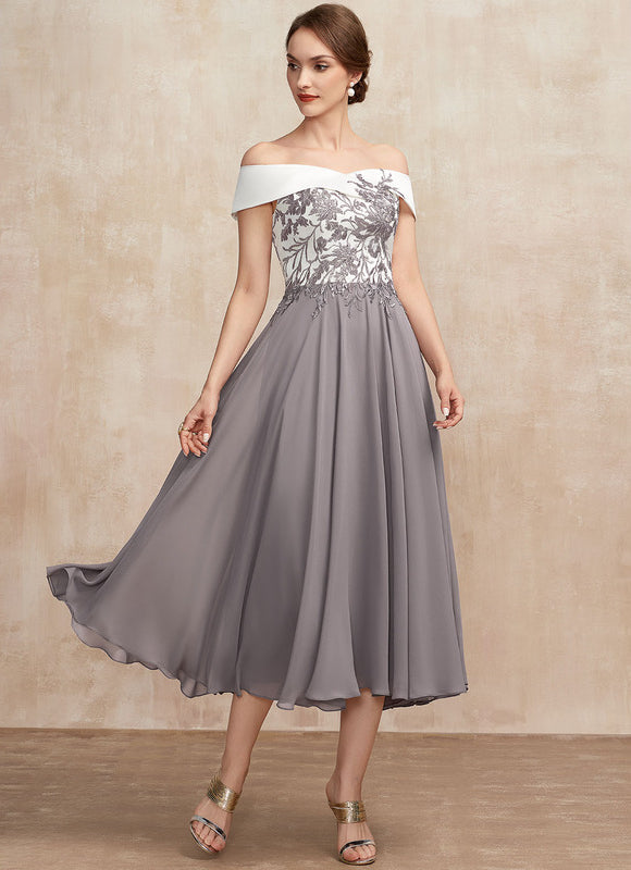 Robe Trapèze Satin Éclat Grisé - gallery 4
