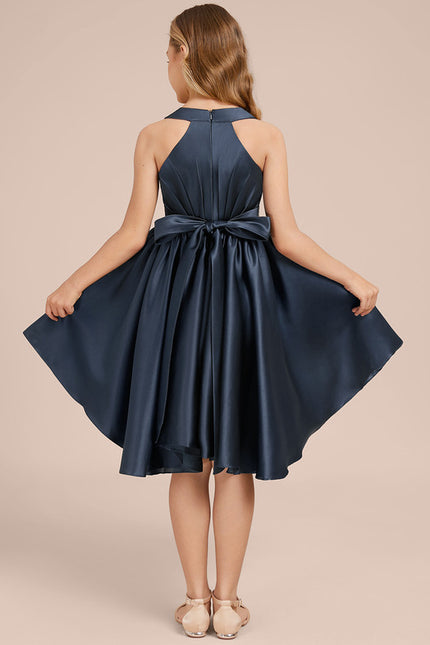 Robe Trapèze Satin Marine Chic - gallery 4
