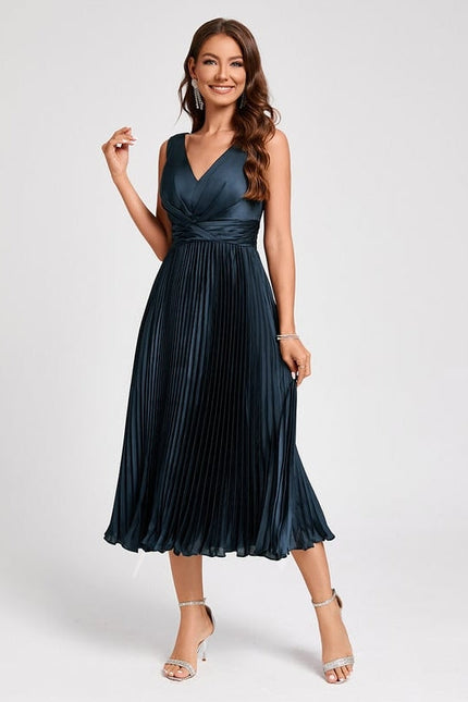 Robe Trapèze Plissée Satinée - gallery 2