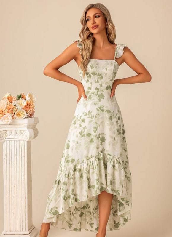 Robe Trapèze Fleurie Élevée