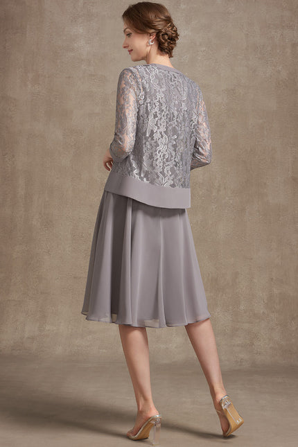 Robe Trapèze Gris Élégant Satiné - gallery 4