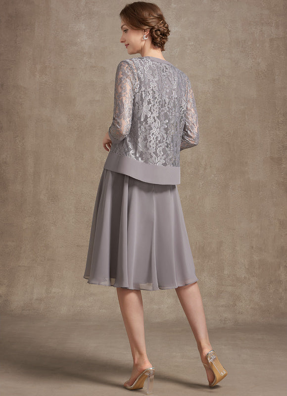 Robe Trapèze Gris Élégant Satiné - gallery 4